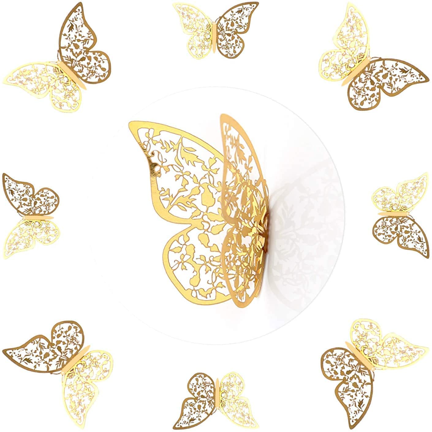 3D Butterfly Golden Decorations - 12PC