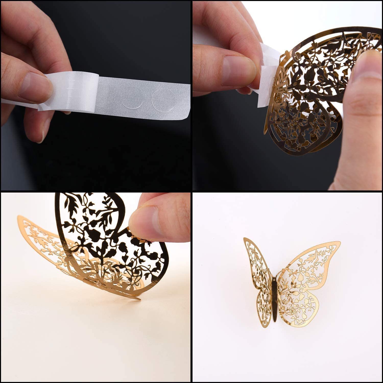 3D Butterfly Golden Decorations - 12PC