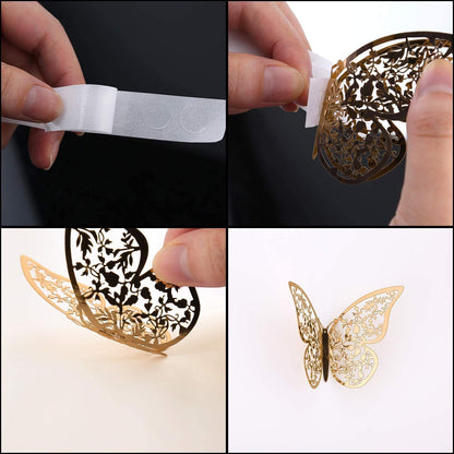 3D Butterfly Golden Decorations - 12PC