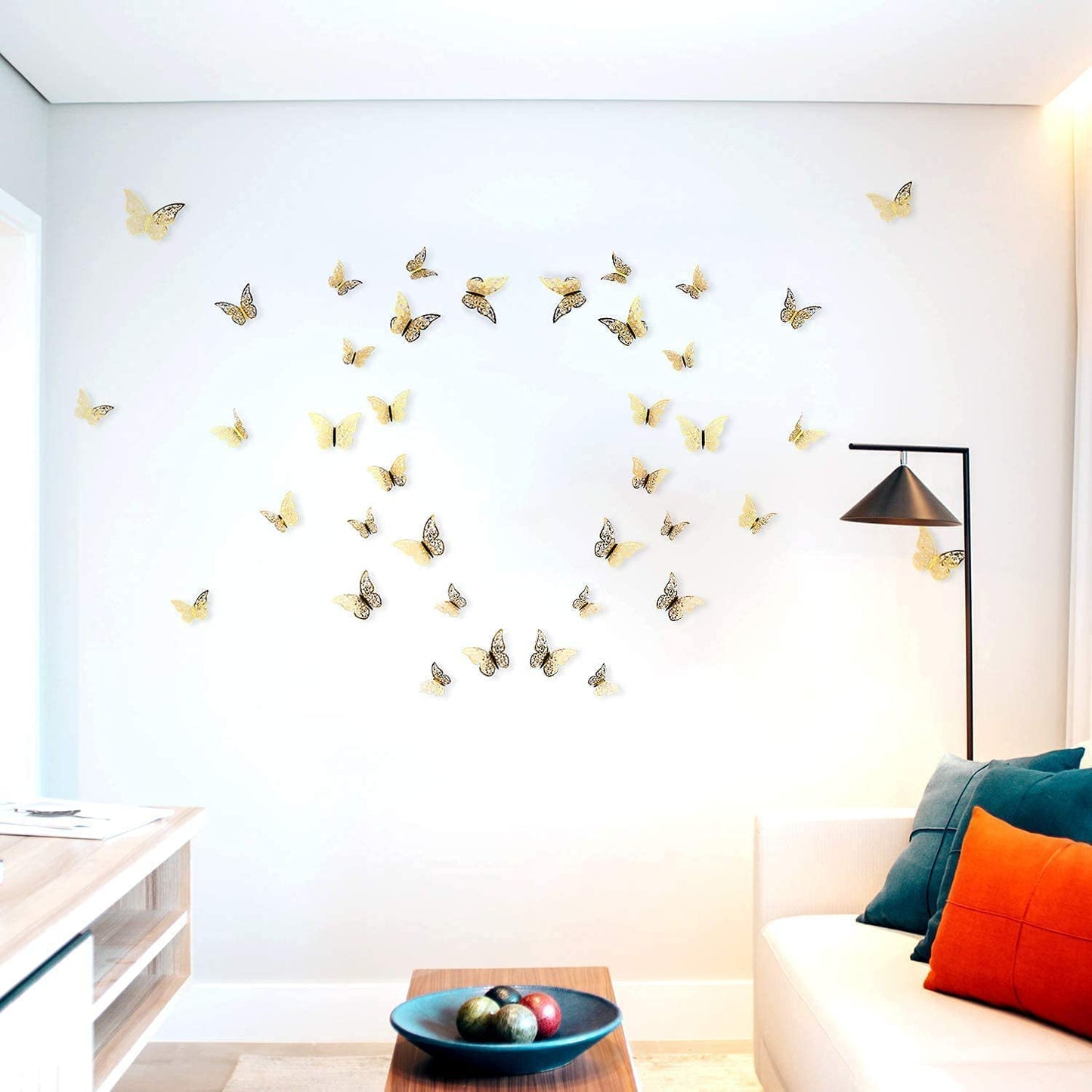 3D Butterfly Golden Decorations - 12PC