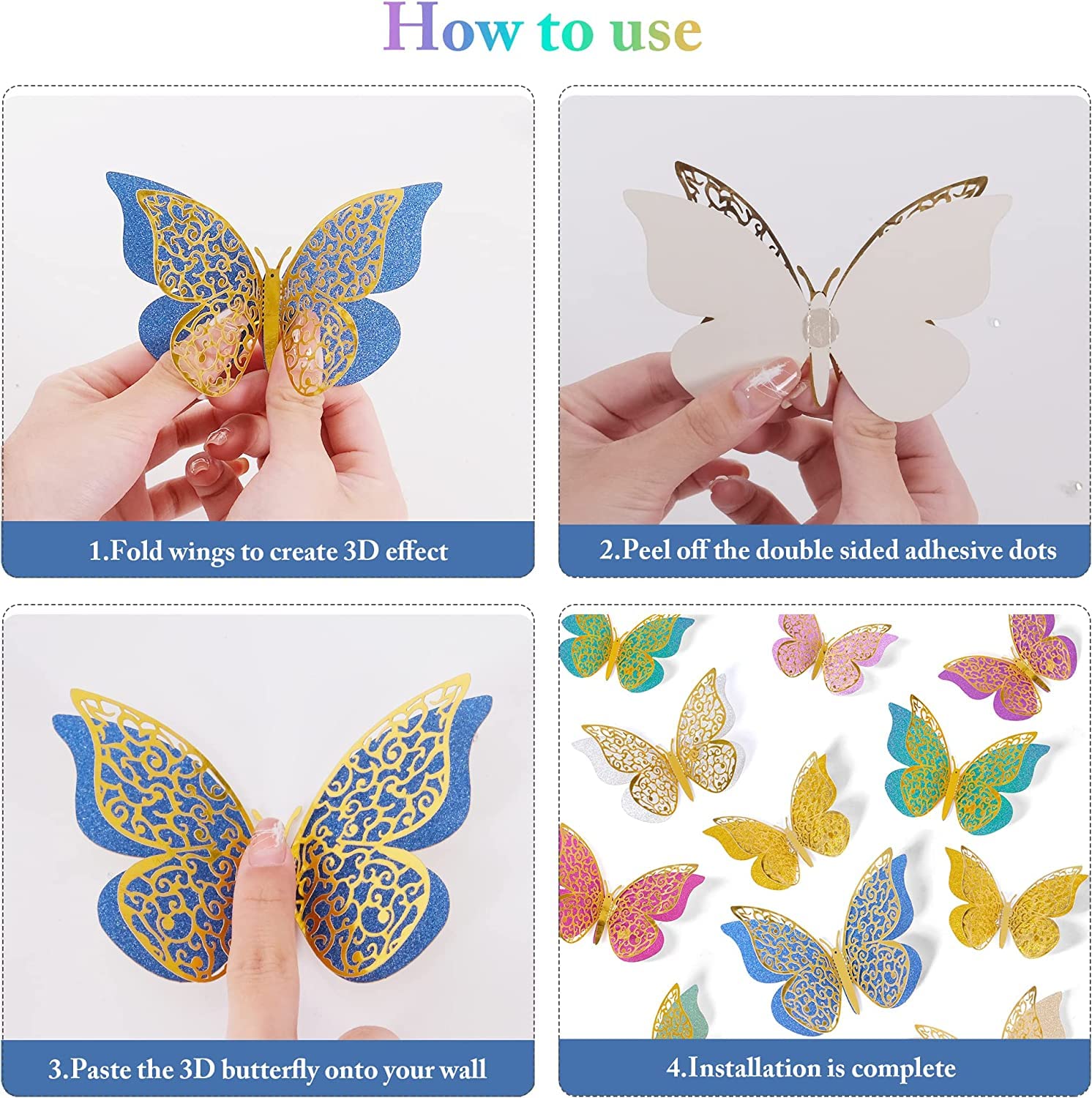 3D Butterfly Green Decorations - 12PC