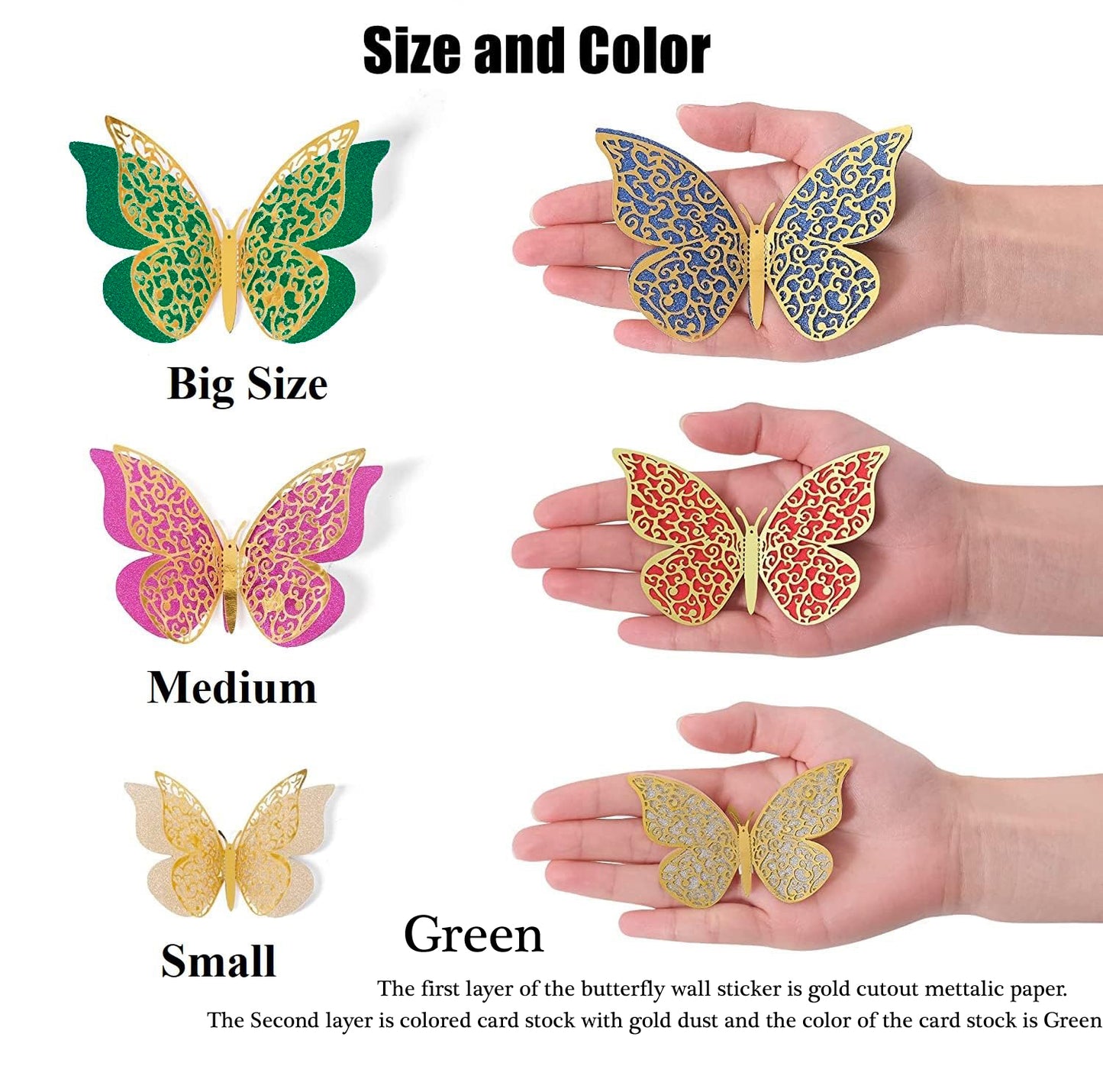 3D Butterfly Green Decorations - 12PC