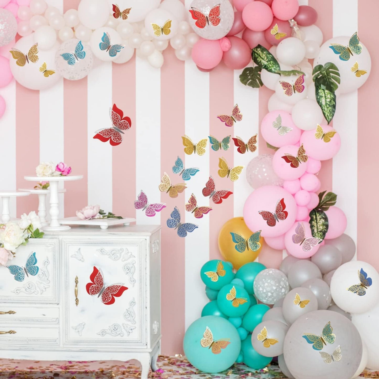 3D Butterfly Pink Decorations - 12PC