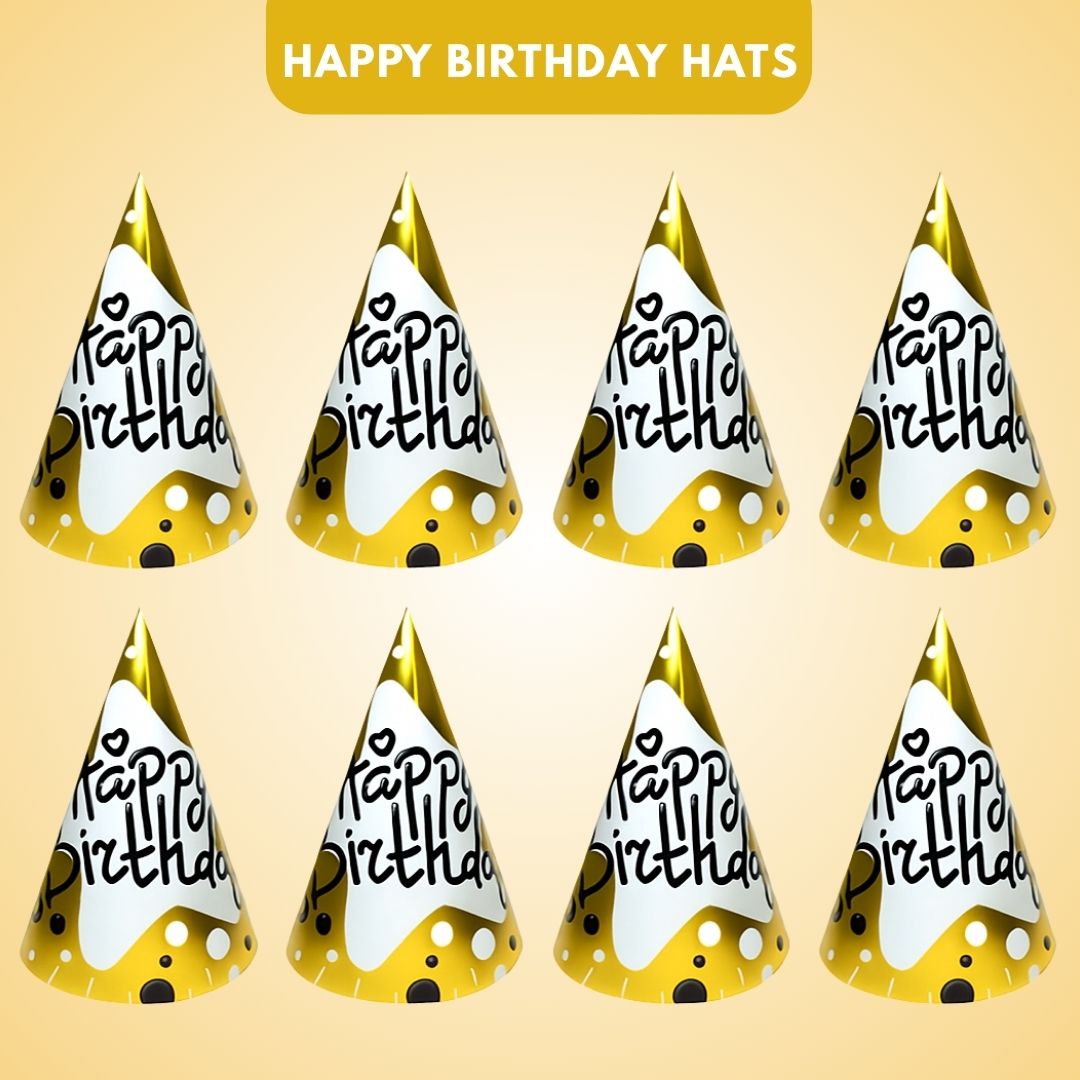 Happy Birthday Golden Hats - 8PC