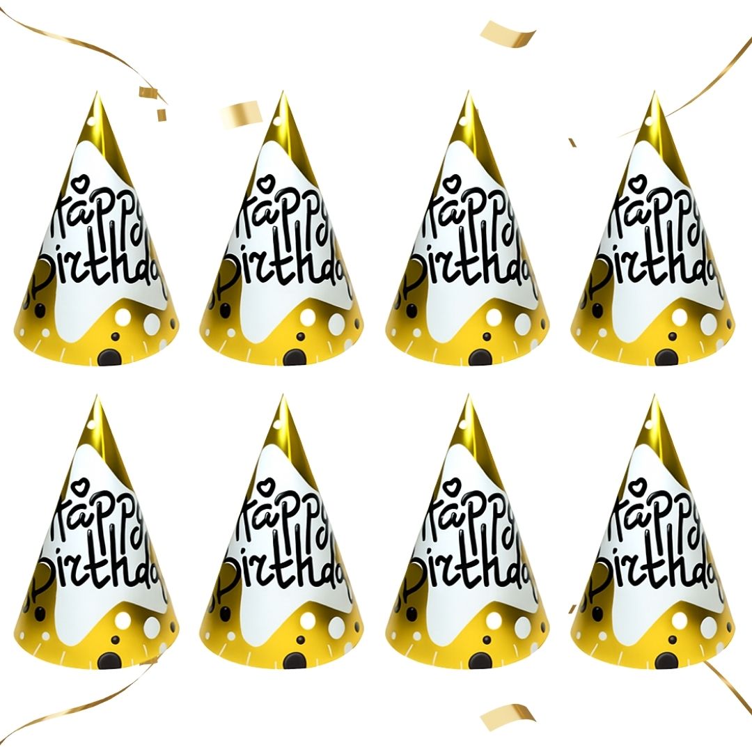 Happy Birthday Golden Hats - 8PC