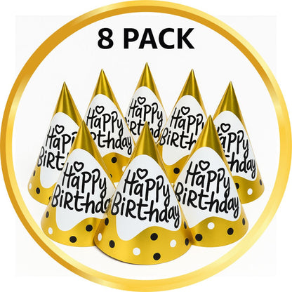 Happy Birthday Golden Hats - 8PC