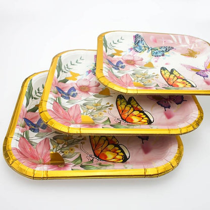 Sqr. Butterfly Plates -10PC - 9 inches