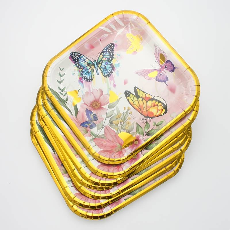 Sqr. Butterfly Plates -10PC - 9 inches