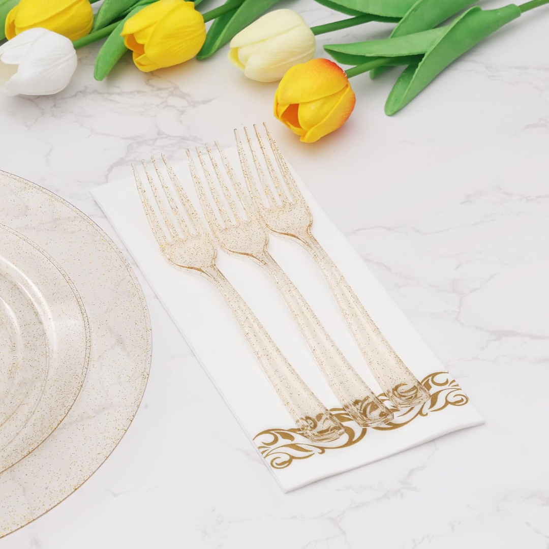 Shimmer Golden Forks - 12PC