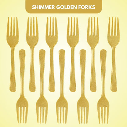Shimmer Golden Forks - 12PC