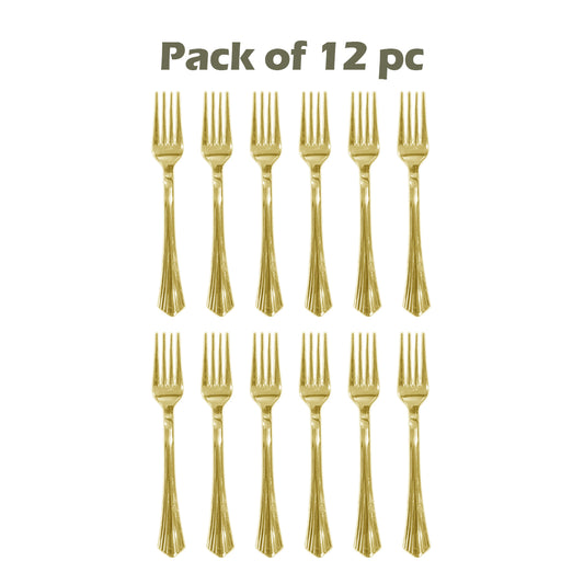 Metallic Golden Forks - 12PC