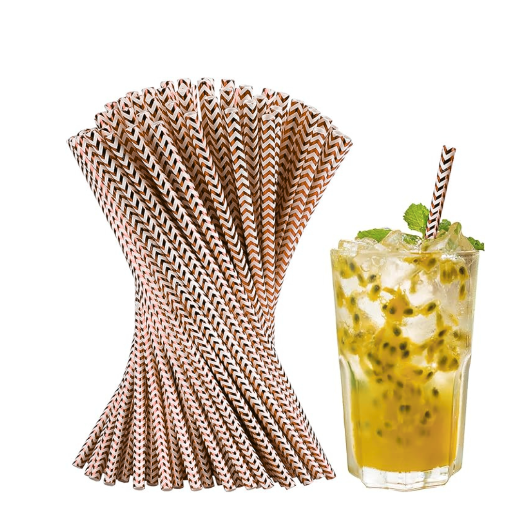 Rose Gold Disposable Straws for Warm and Cold Drinks - 24PC