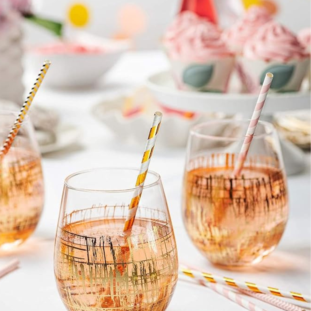 Rose Gold Disposable Straws for Warm and Cold Drinks - 24PC