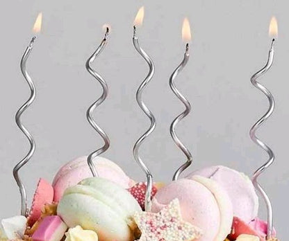 Curly Silver Candle -12PC