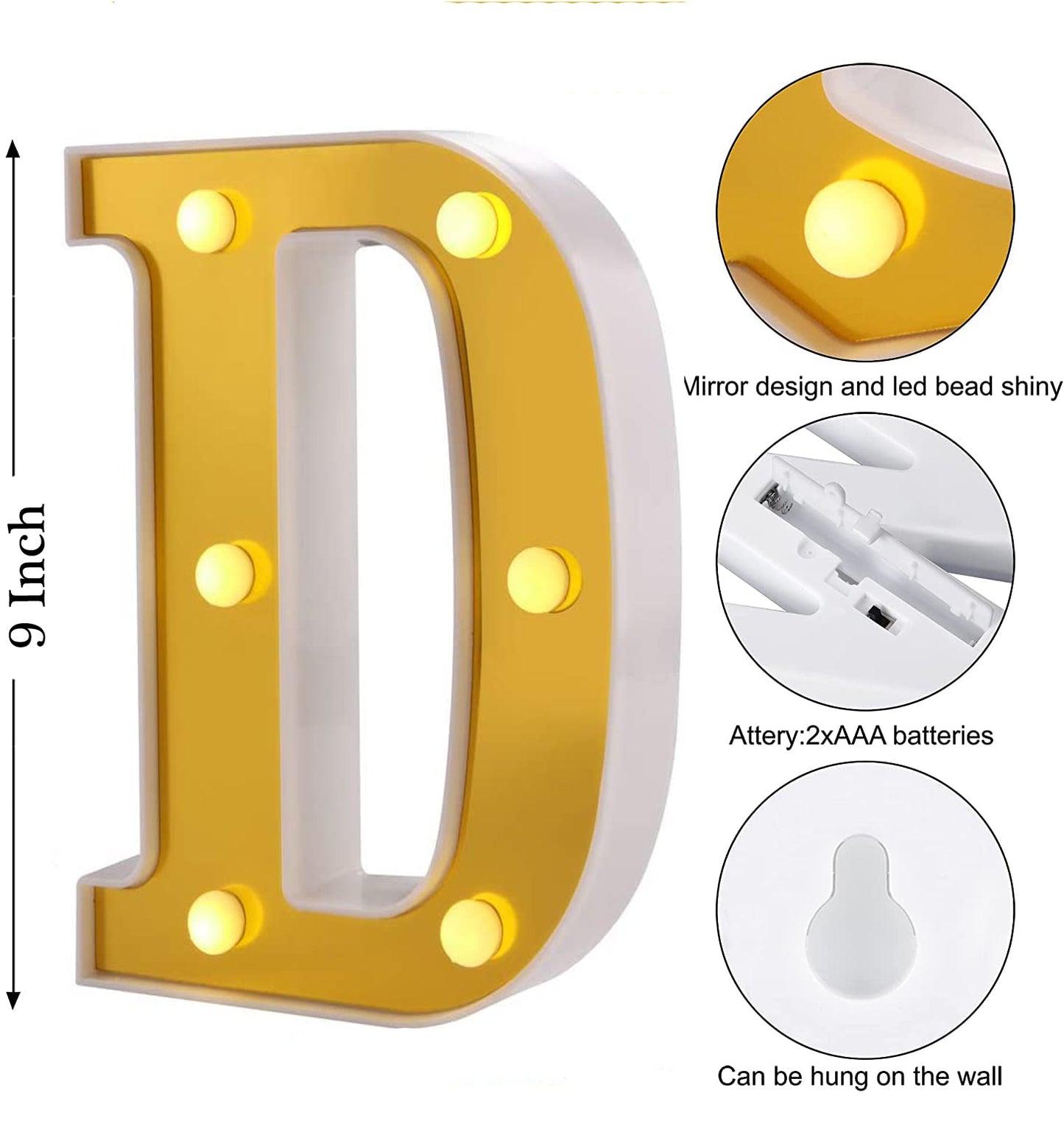 LED Golden Marquee Alphabet D-1PC