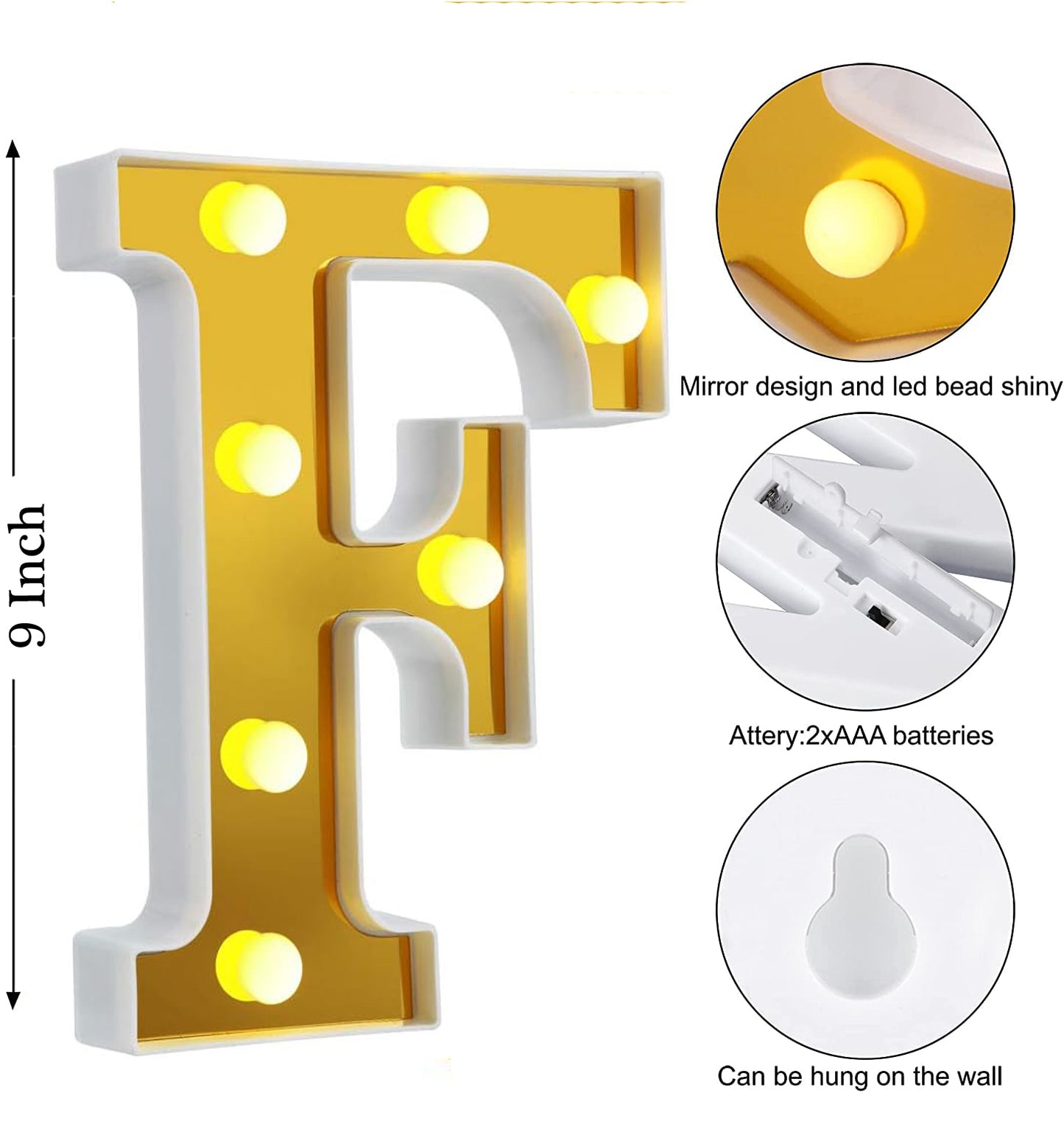 LED Golden Marquee Alphabet F-1PC