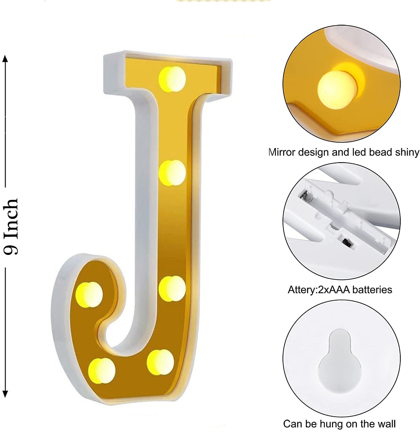 LED Golden Marquee Alphabet J-1PC