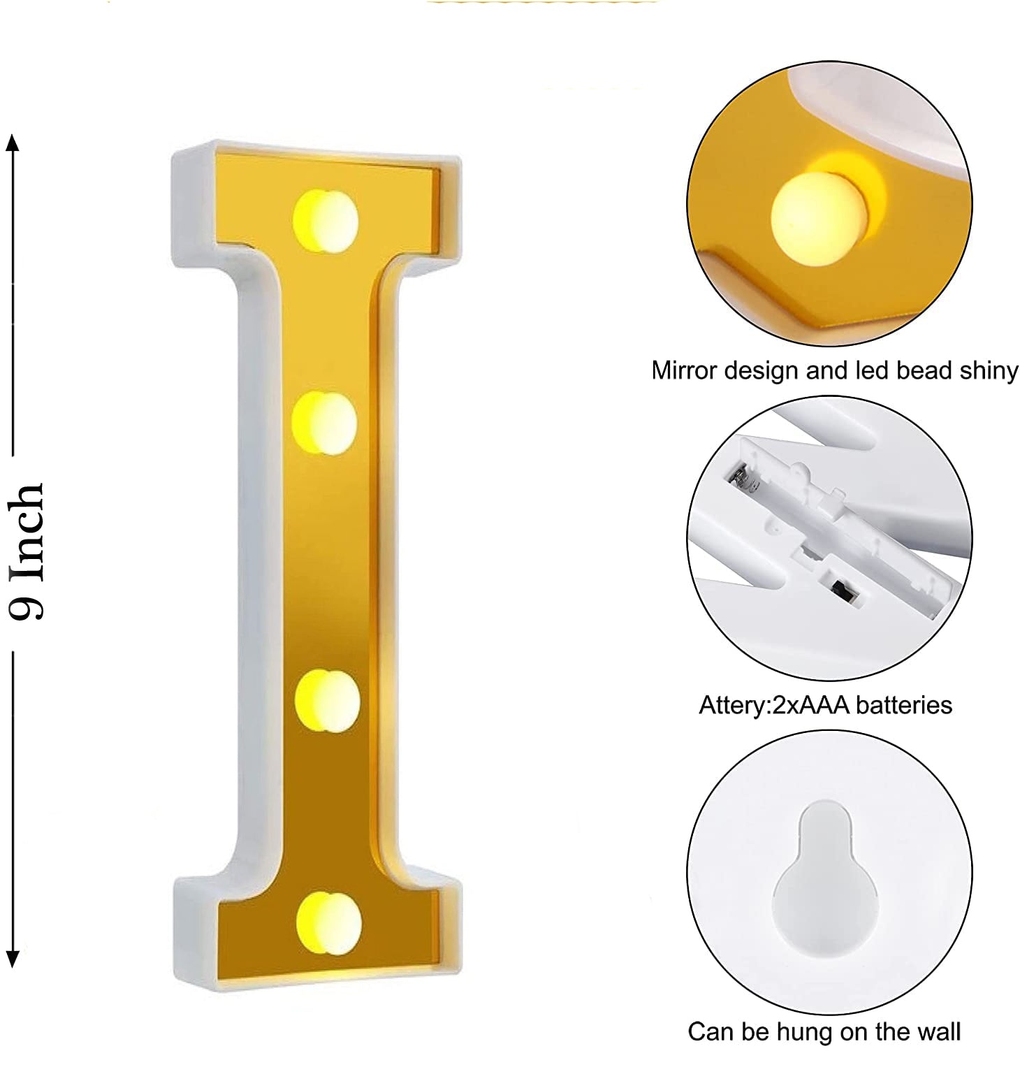 LED Golden Marquee Alphabet I-1PC