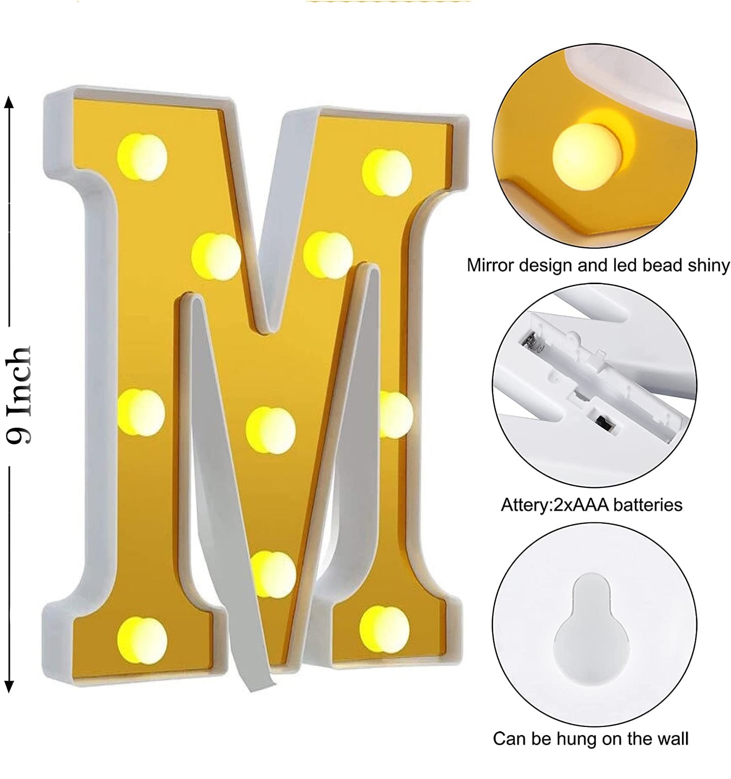 LED Golden Marquee Alphabet M-1PC