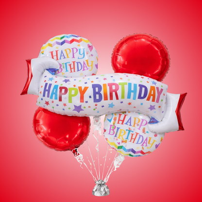Happy Birthday Wishes Flag Banner Balloon Set - 5P