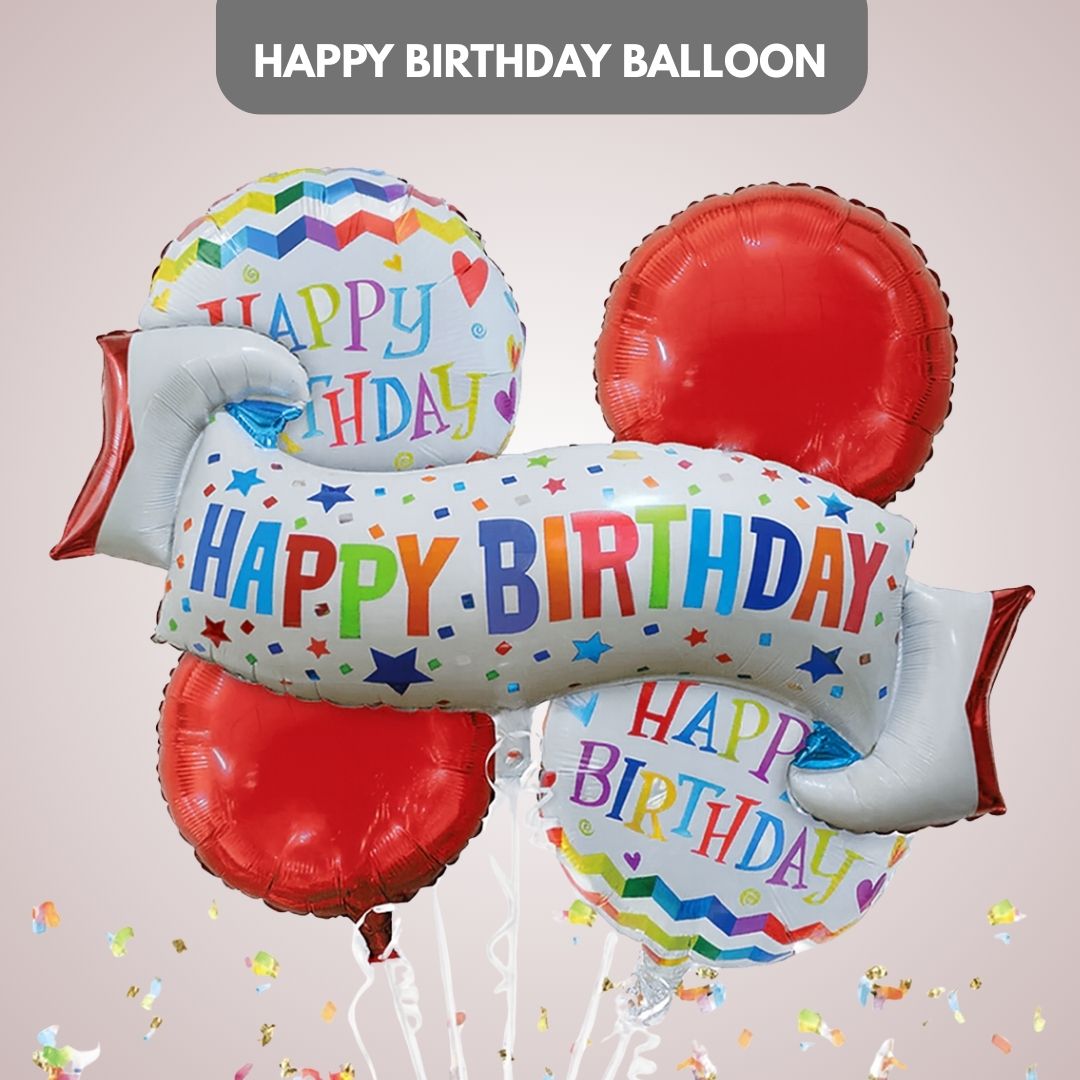 Happy Birthday Wishes Flag Banner Balloon Set - 5P