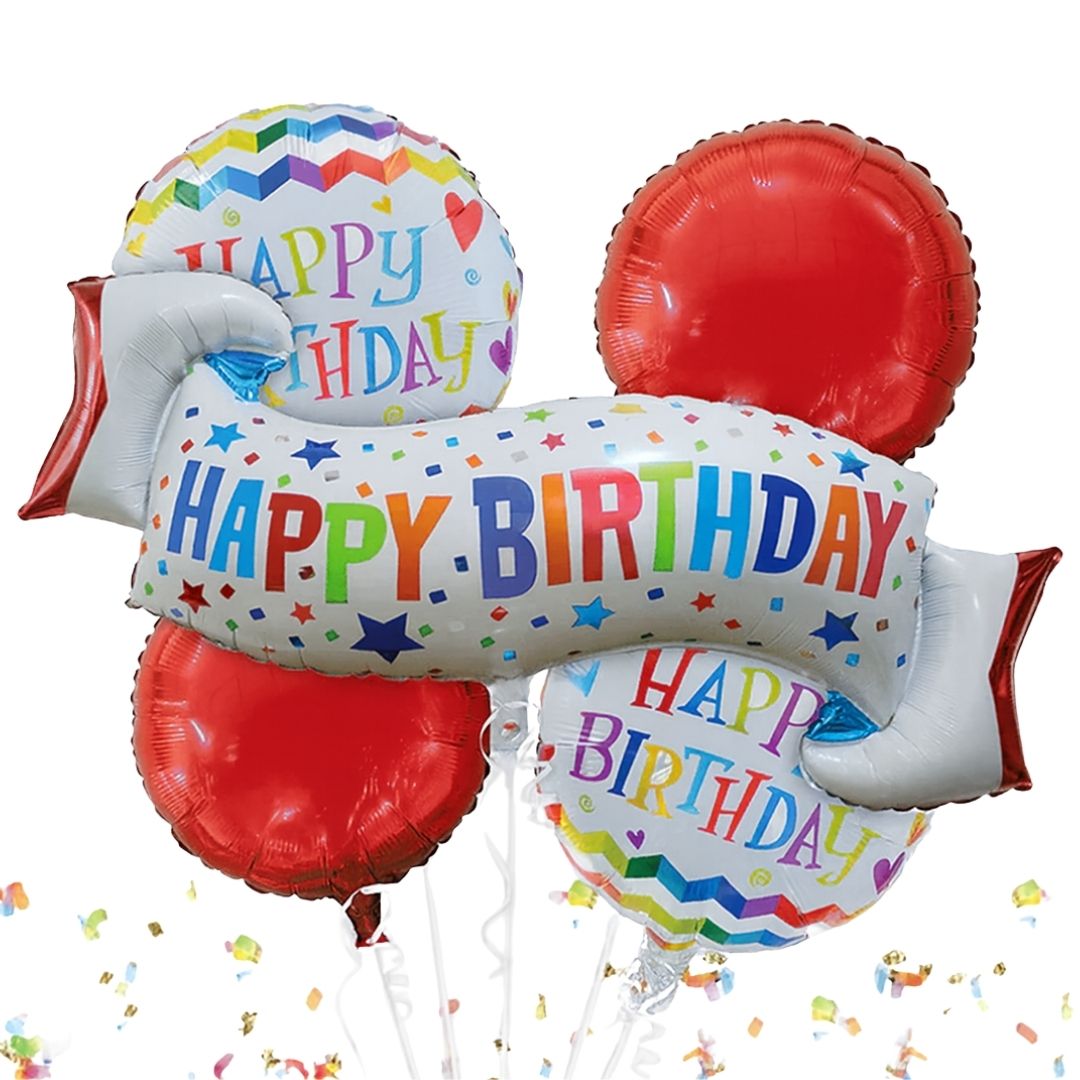 Happy Birthday Wishes Flag Banner Balloon Set - 5P
