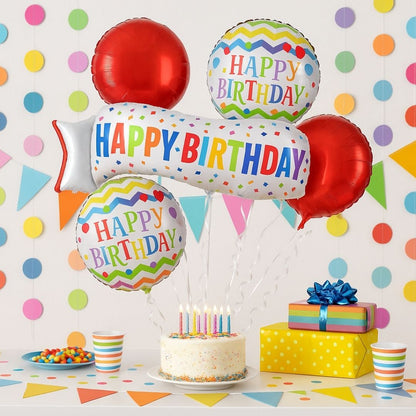 Happy Birthday Wishes Flag Banner Balloon Set - 5P
