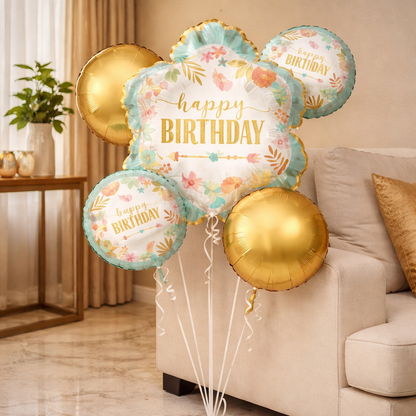 Boho Chic Floral Happy Birthday Set Of 5