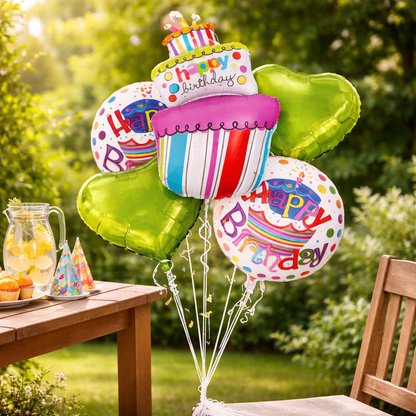 Happy Birthday Triple Layer Cake Balloon Set of 5