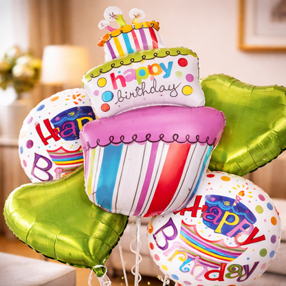 Happy Birthday Triple Layer Cake Balloon Set of 5
