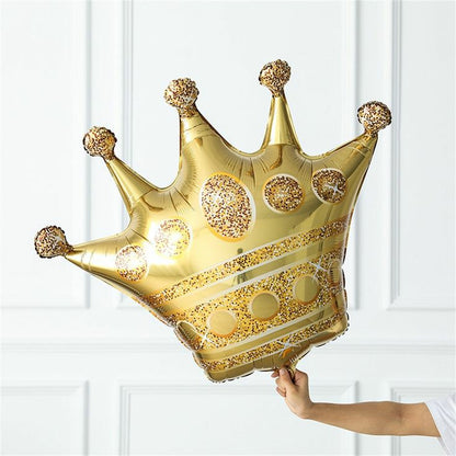 Golden Crown with 2 Black Crown and 2 Star Foil balloon 5 Set