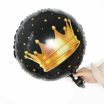 Golden Crown with 2 Black Crown and 2 Star Foil balloon 5 Set