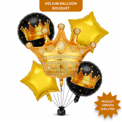 Royal Theme Crown Shaped Helium Filled Balloon Bouquet Set – 5PC