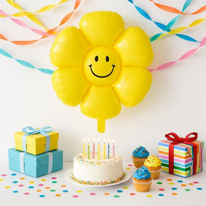 Smiley Flower Balloon Yellow - 18 inch