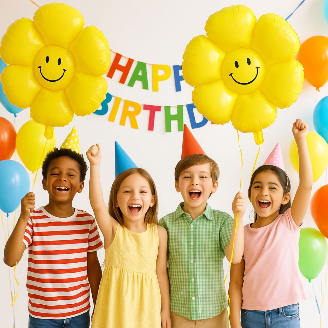 Smiley Flower Balloon Yellow - 18 inch