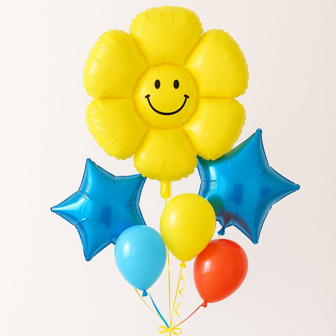 Smiley Flower Balloon Yellow - 18 inch
