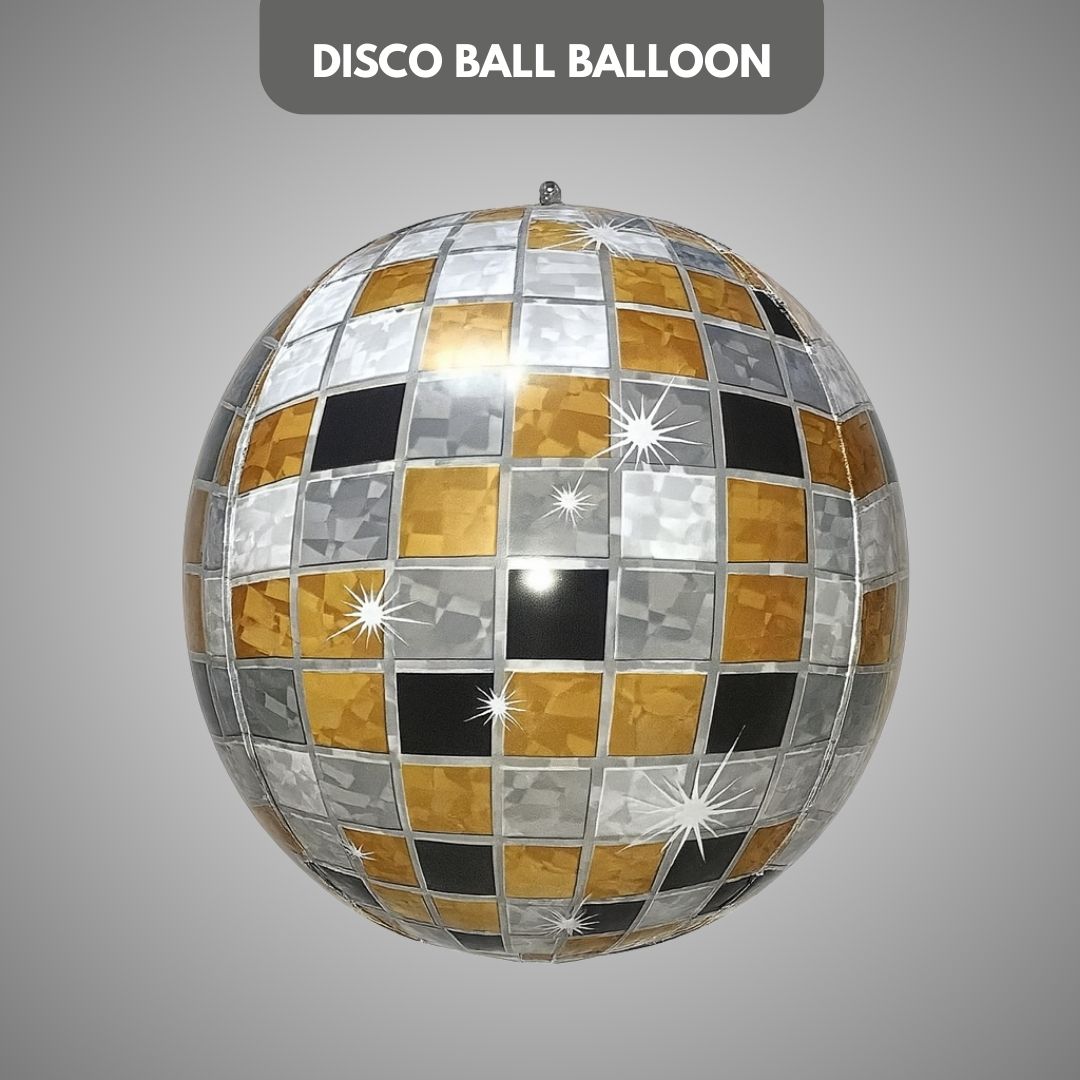 Disco Ball Balloon Gold/Silver/Black 22" - 1PC