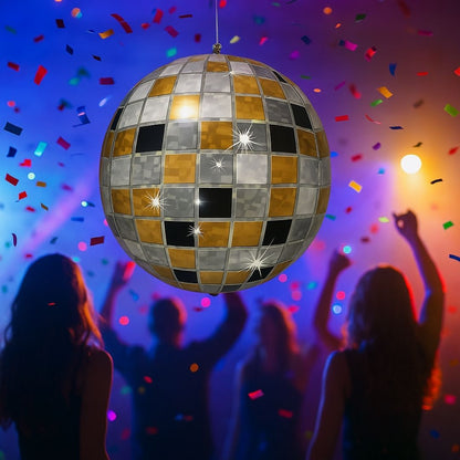 Disco Ball Balloon Gold/Silver/Black 22" - 1PC