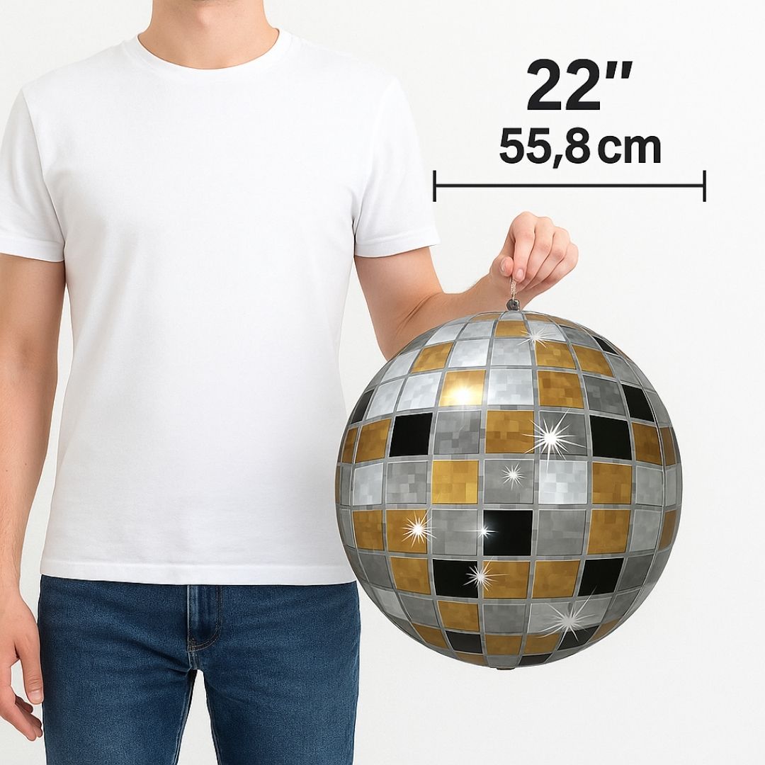 Disco Ball Balloon Gold/Silver/Black 22" - 1PC