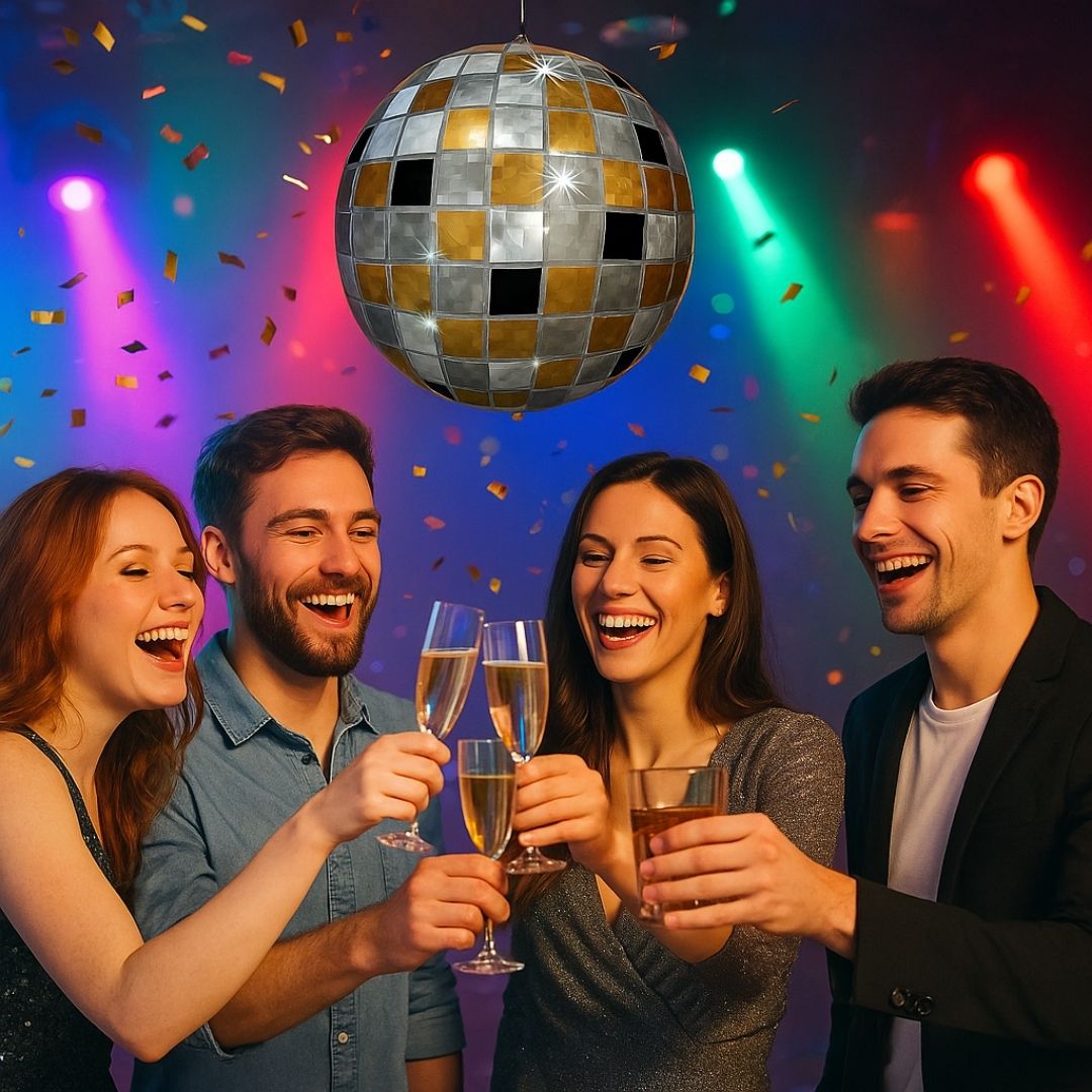 Disco Ball Balloon Gold/Silver/Black 22" - 1PC