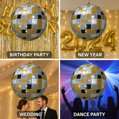 Disco Ball Balloon Gold/Silver/Black 22" - 1PC