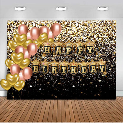 Happy Birthday Black Crown Hanging Balloon Banner