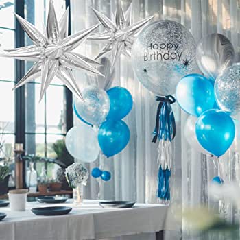 Exploding Silver Star Balloon Hanging - 5D 26"