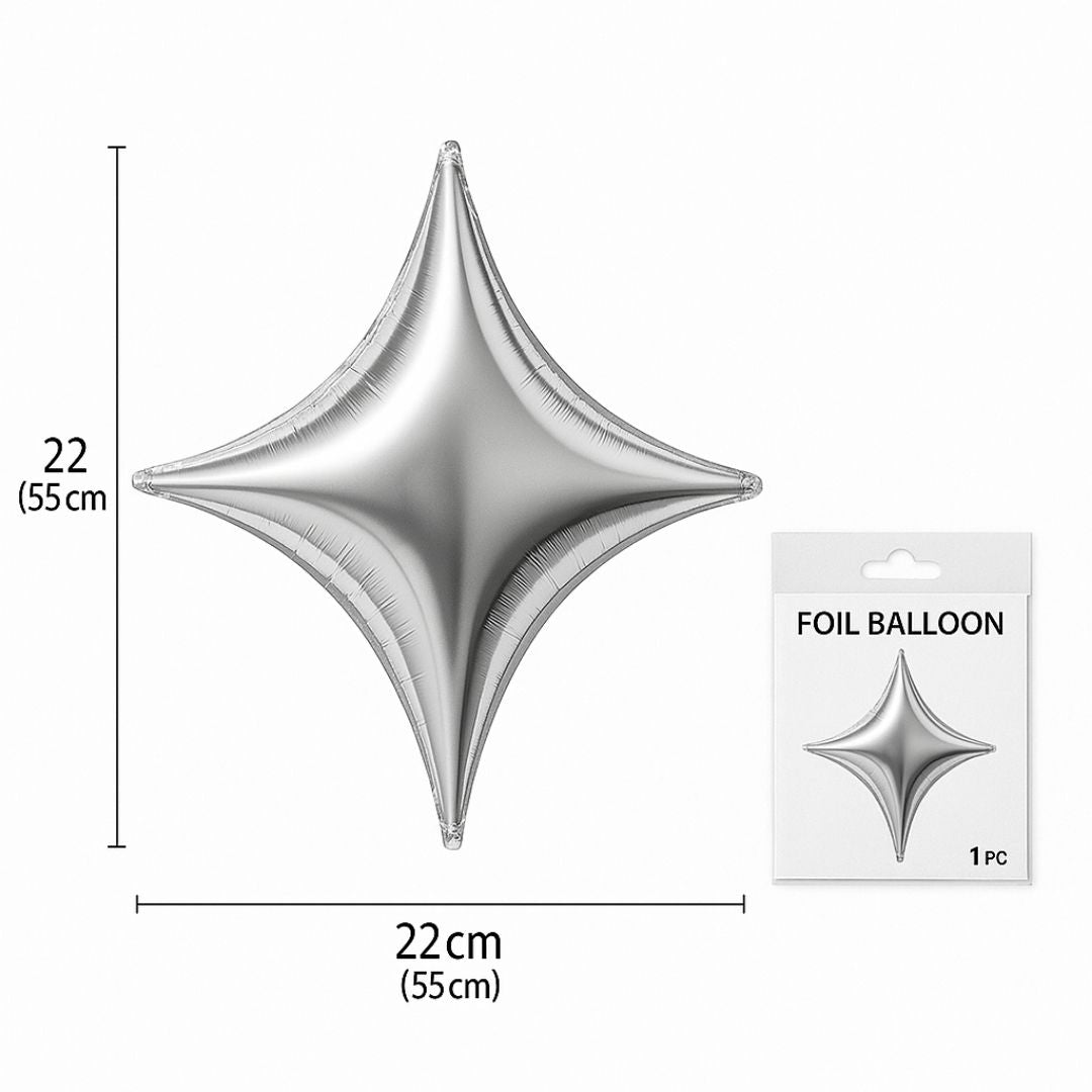 4 Edged Star Balloon Silver -1PC