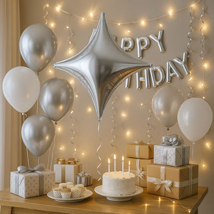 4 Edged Star Balloon Silver -1PC