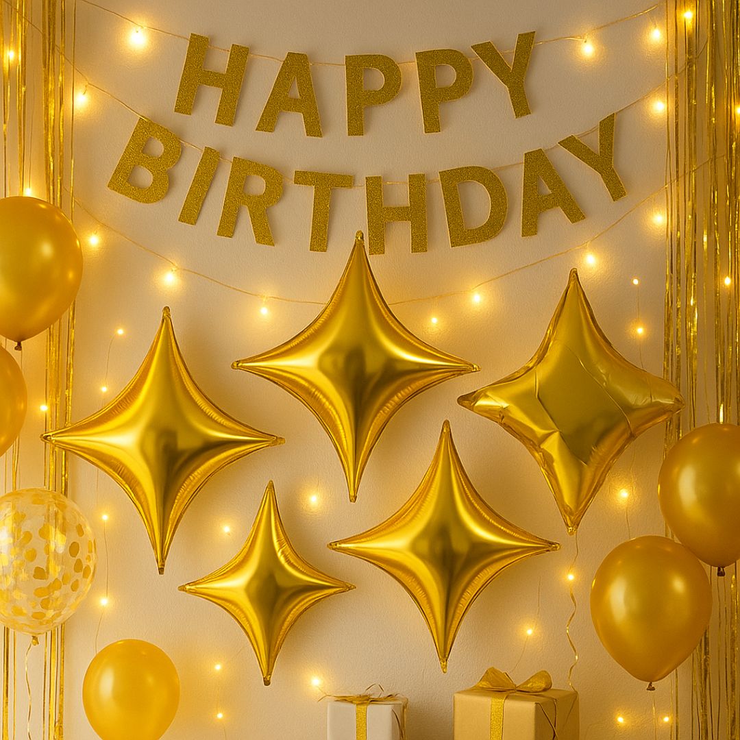 4 Edged Star Balloon Gold -1PC