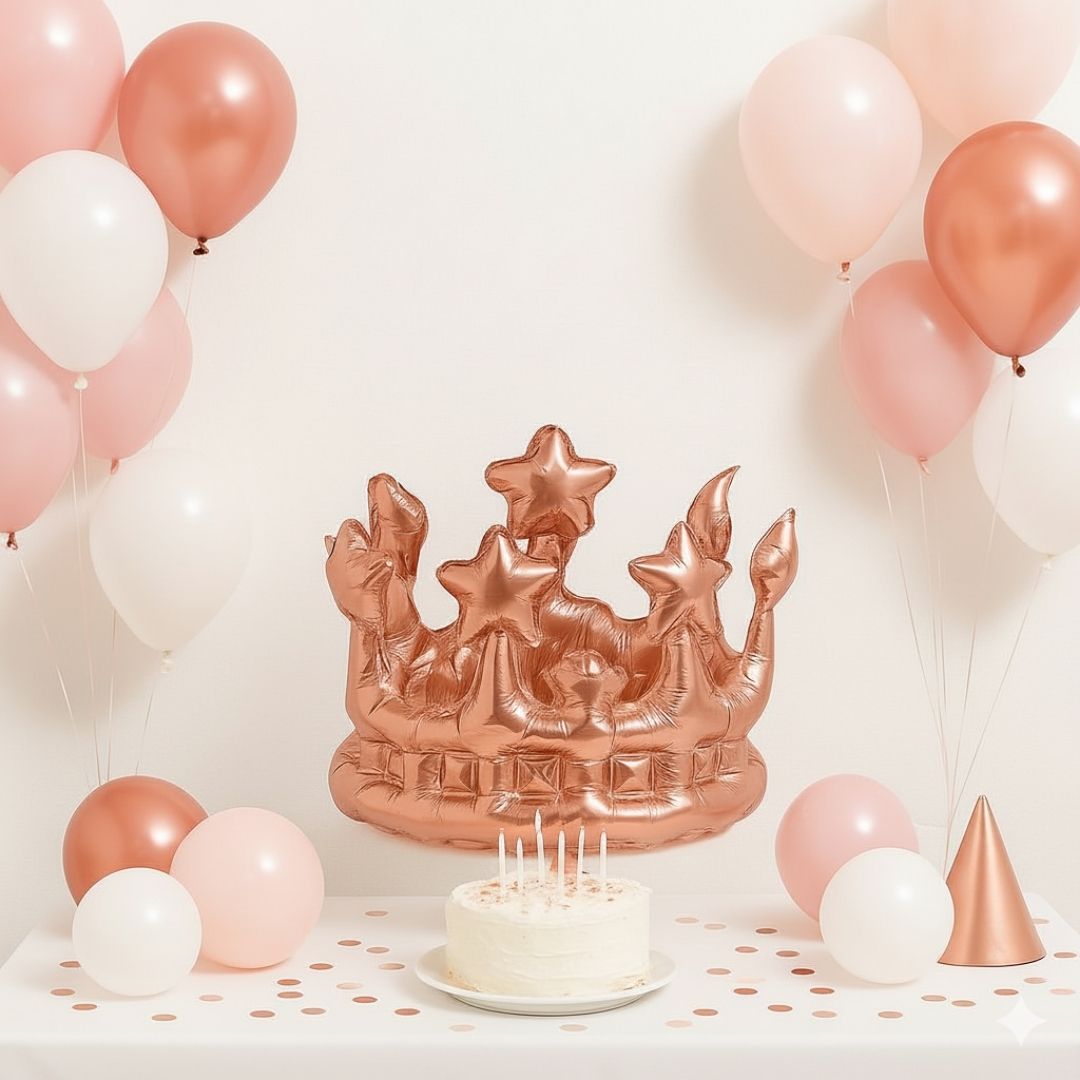 Inflatable Crown Shape Rose Gold Balloon