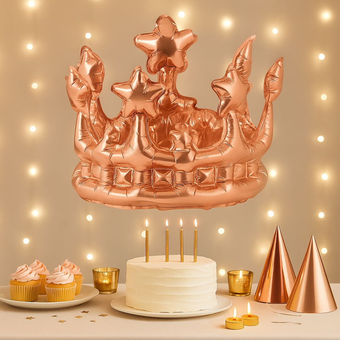 Inflatable Crown Shape Rose Gold Balloon