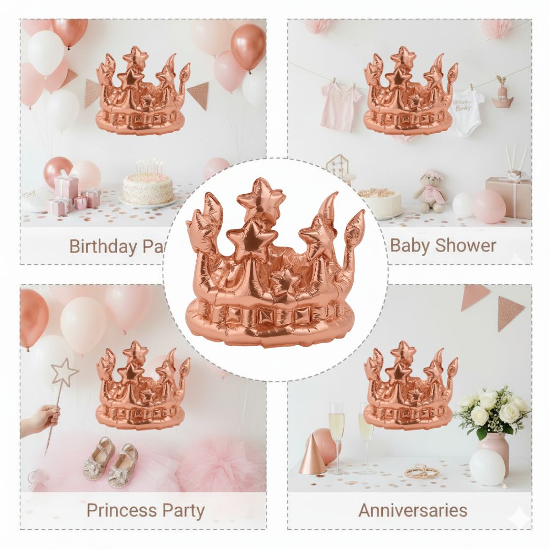 Inflatable Crown Shape Rose Gold Balloon