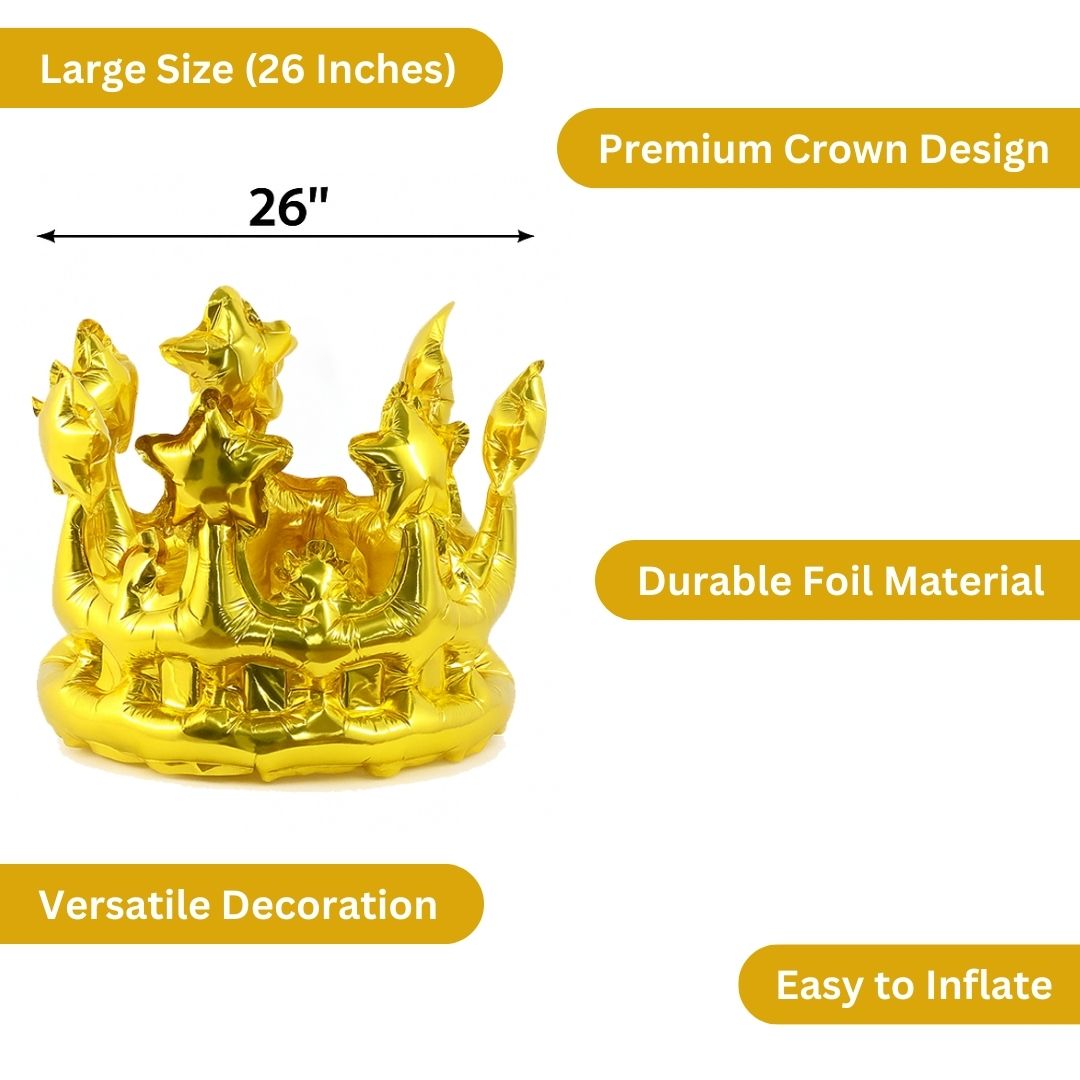 Inflatable Crown Shape Gold Balloon